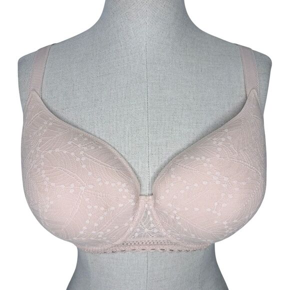 Simone Perele Comete 3D Plunge Bra sz 34F * Sable Rose Underwire Lace Band - Picture 1 of 9